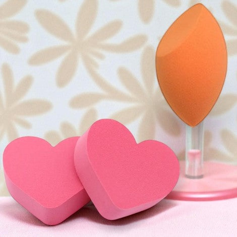 2 Heart Shape Makeup Sponge with Blender Puff